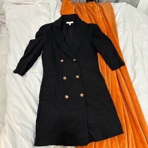 Gianni Bini Black Blazer Dress with Gold Accents